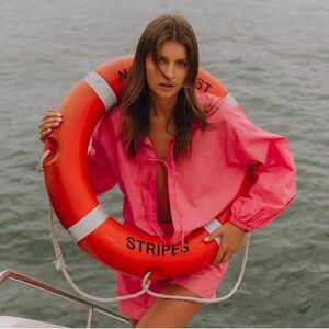 Daily Drills Pink Long Sleeve Tie Top